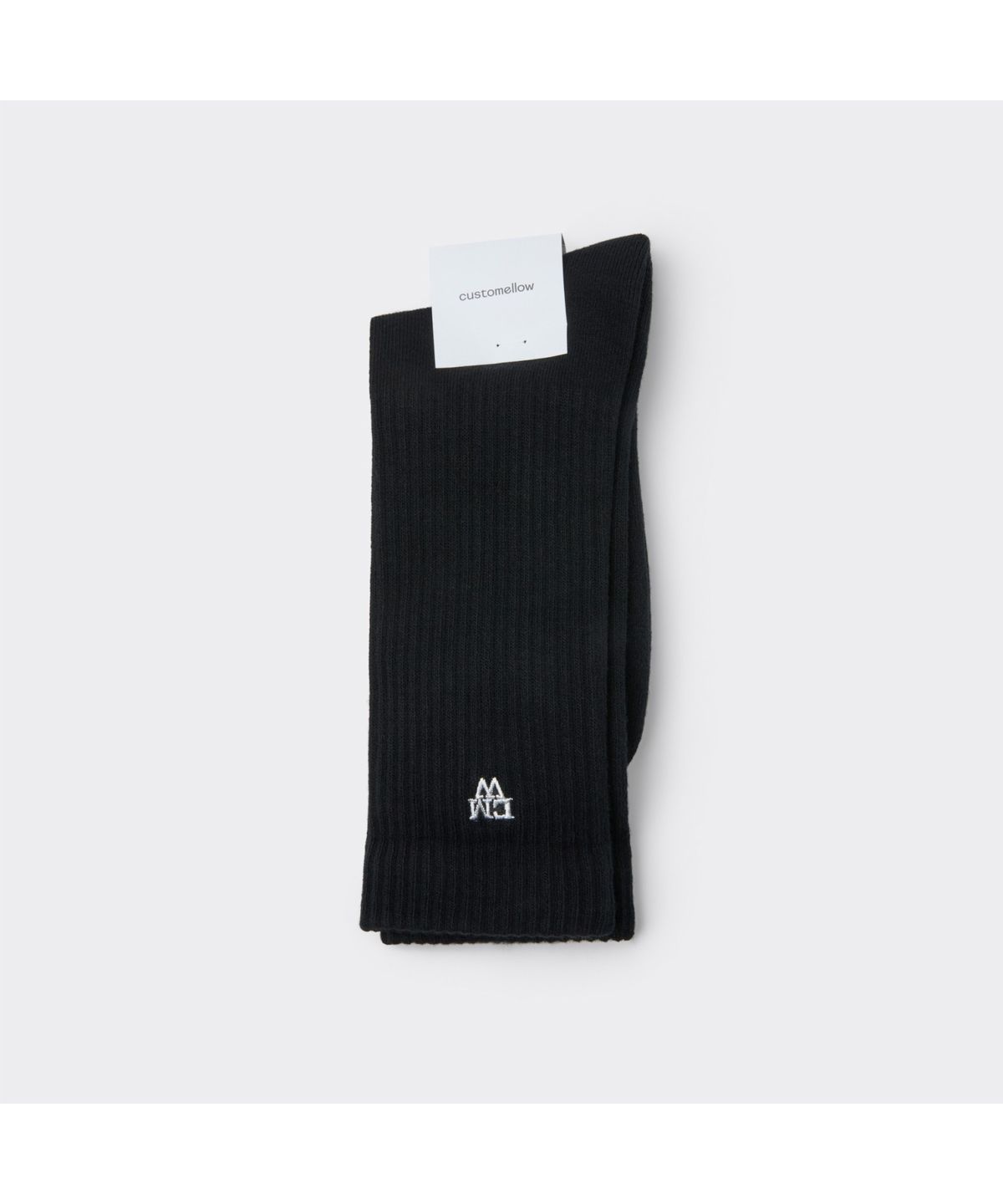 커스텀멜로우(CUSTOMELLOW) Black Rib Logo Socks CALAX26111BKX