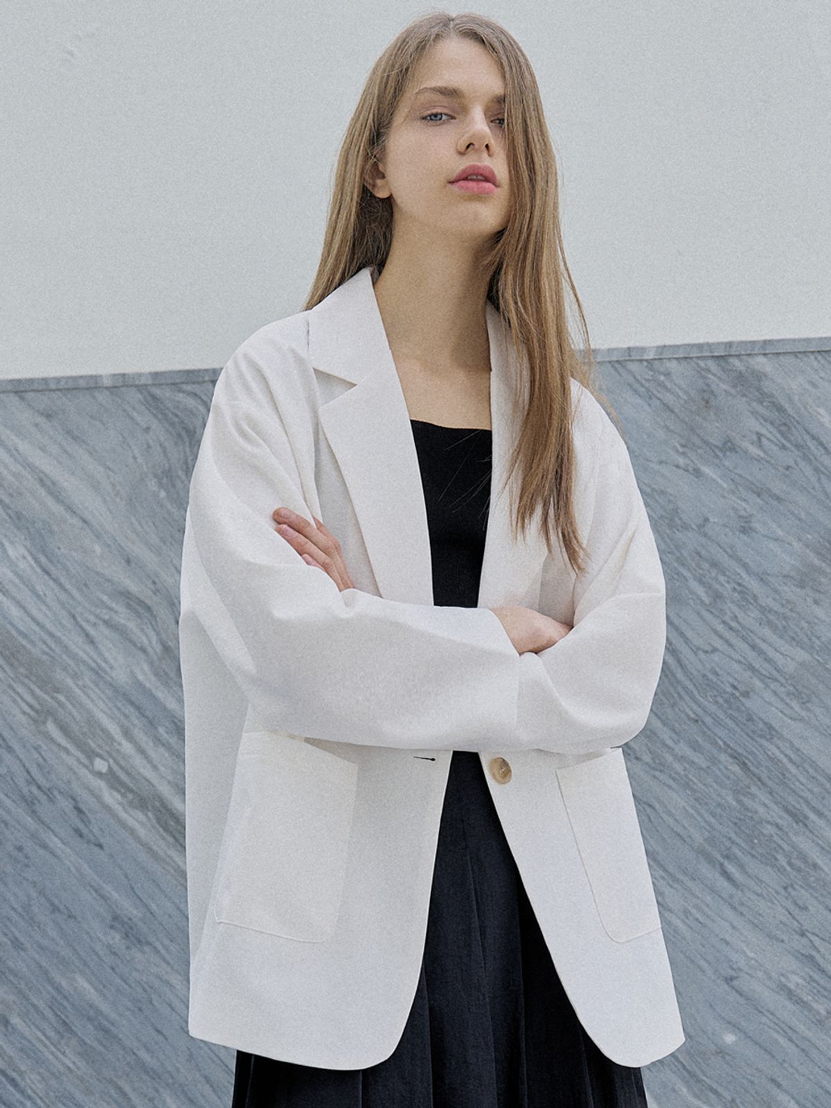 아방(AVANT-G) Overfit Basic Tailored Jacket - IVORY