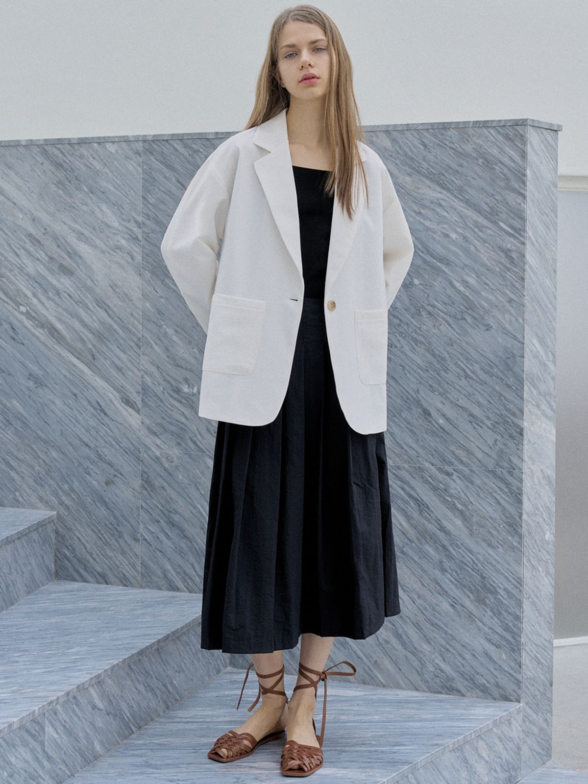 아방(AVANT-G) Overfit Basic Tailored Jacket - IVORY