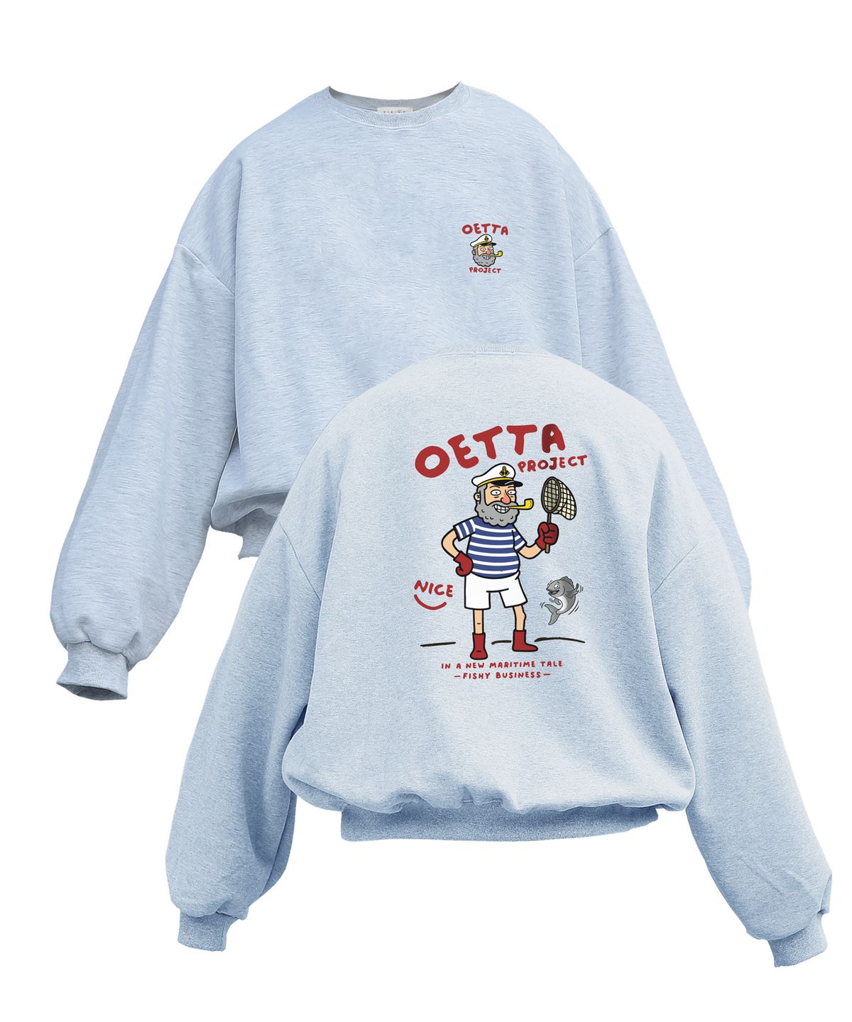 오에타(OETTA) 캡틴마린 더블 코튼 오버숄더 벌룬핏 맨투맨