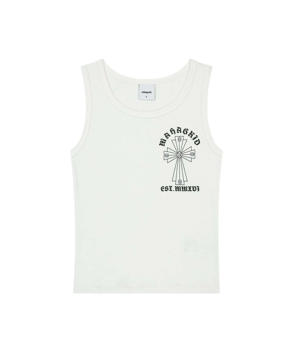 마하그리드(MAHAGRID) CROSS STUD TANK TOP WHITE(MG2GMFT546A)