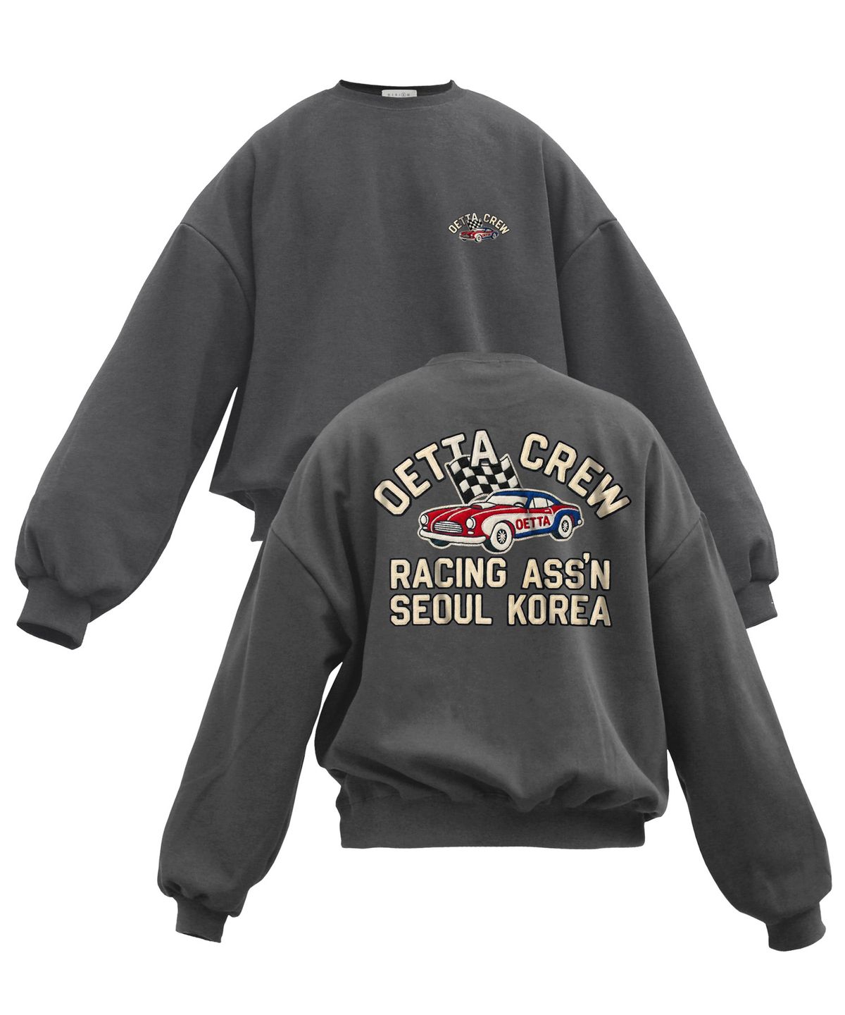 오에타(OETTA) 크루레이싱 더블 코튼 오버숄더 벌룬핏 맨투맨