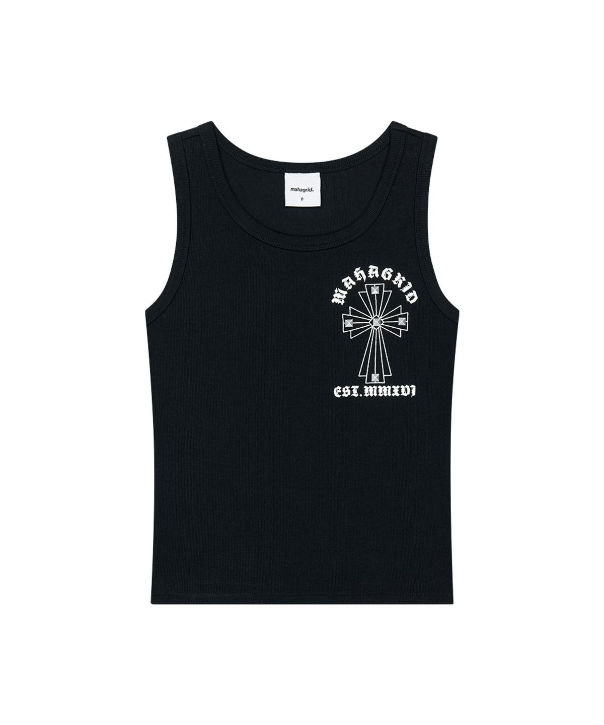 마하그리드(MAHAGRID) CROSS STUD TANK TOP BLACK(MG2GMFT546A)