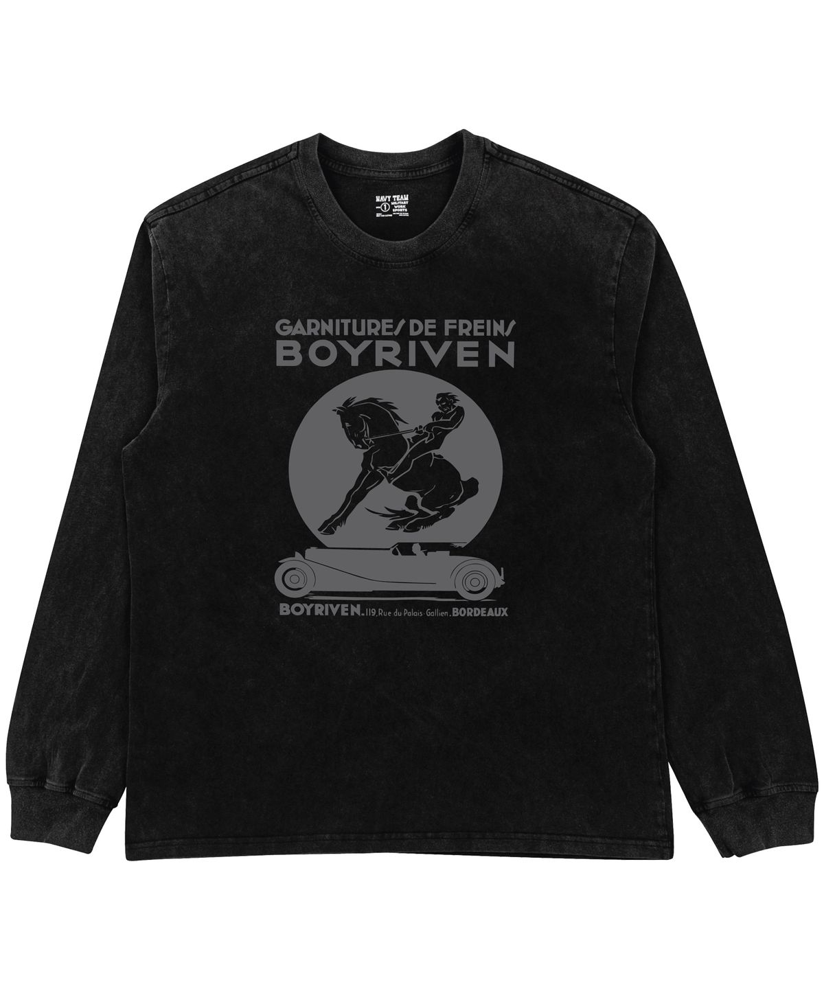 네이비팀(NAVYTEAM) BOYRIVEN 피그먼트 다잉 롱 티셔츠