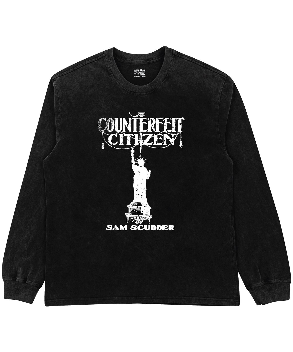 네이비팀(NAVYTEAM) COUNTERFEIT CITIZEN 피그먼트 다잉 롱 티셔츠