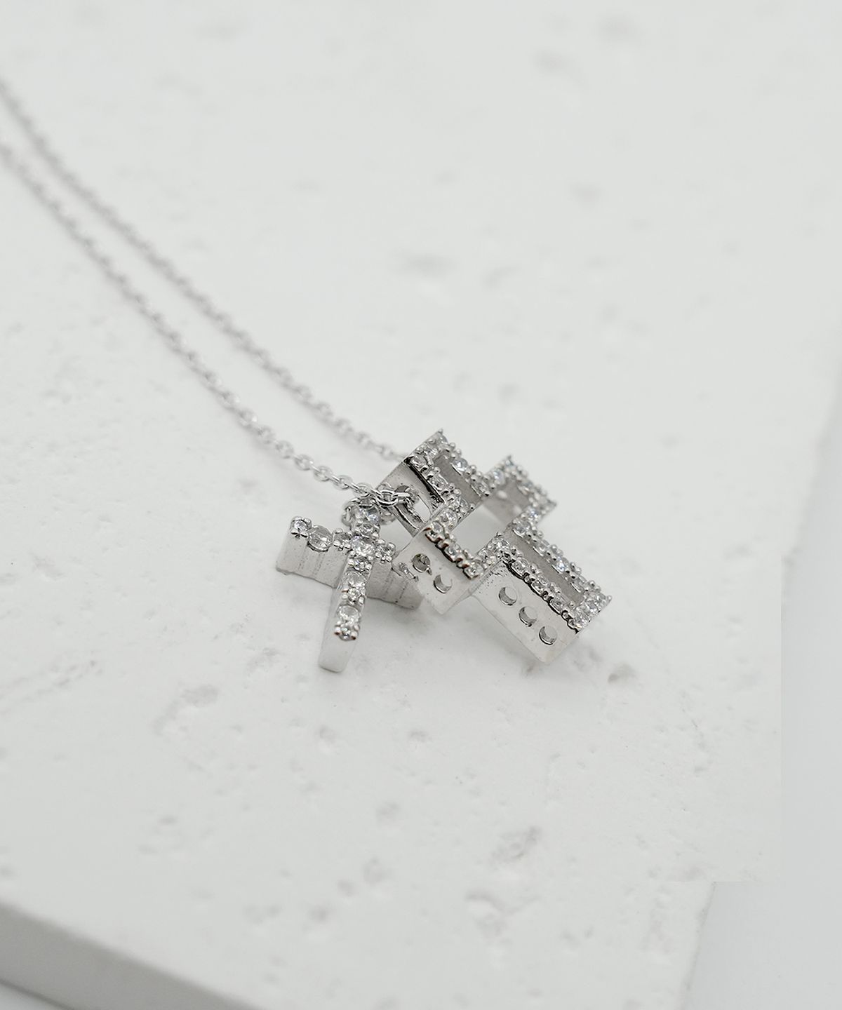 아이엠제이(IAMJ) [925 Silver] 트윈 크로스 두줄 목걸이 (2colors)