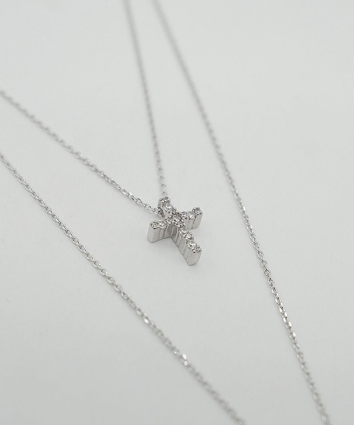 아이엠제이(IAMJ) [925 Silver] 트윈 크로스 두줄 목걸이 (2colors)