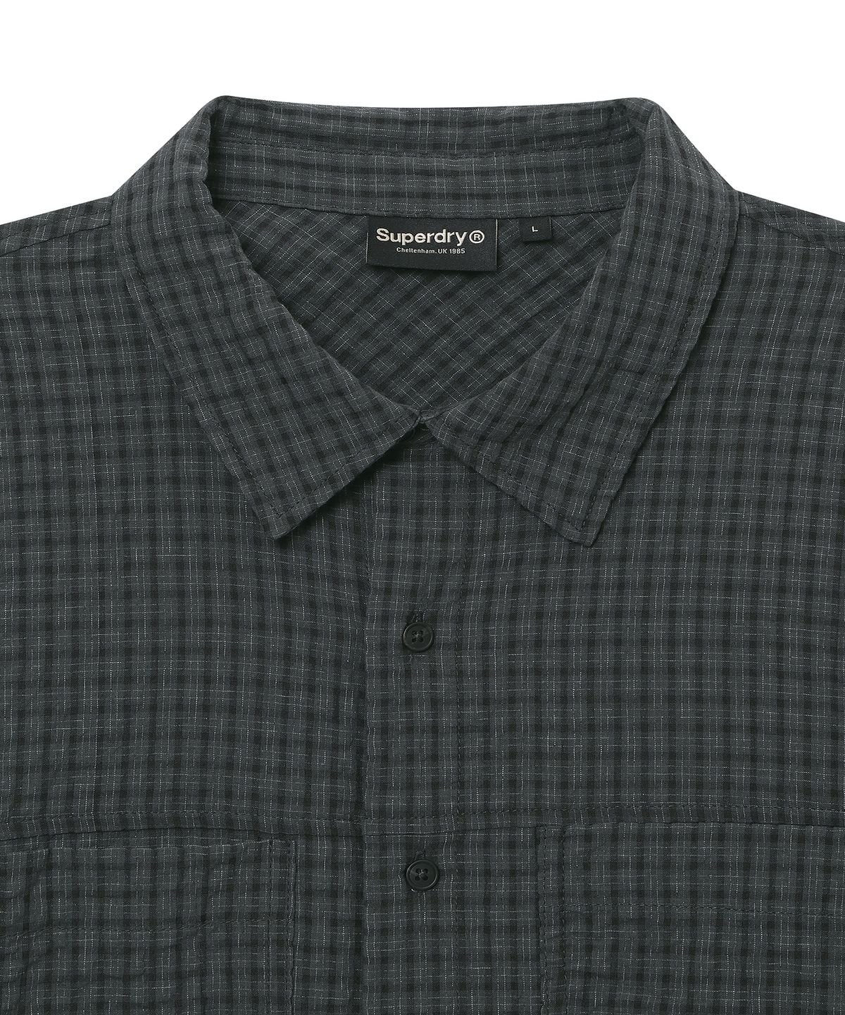 슈퍼드라이(SUPERDRY) 오버사이즈 체크 셔츠 블랙 SDUIRCQ44BLK