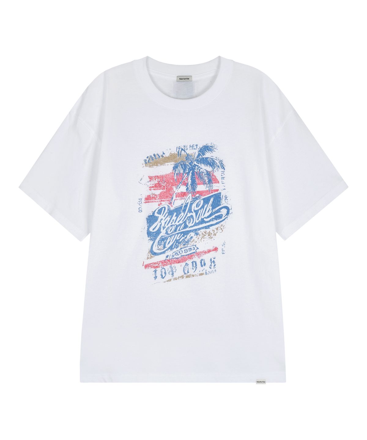 네이키드서프클럽(NAKED SURF CLUB) 빈티지 팜트리 오버핏 티셔츠 (White)