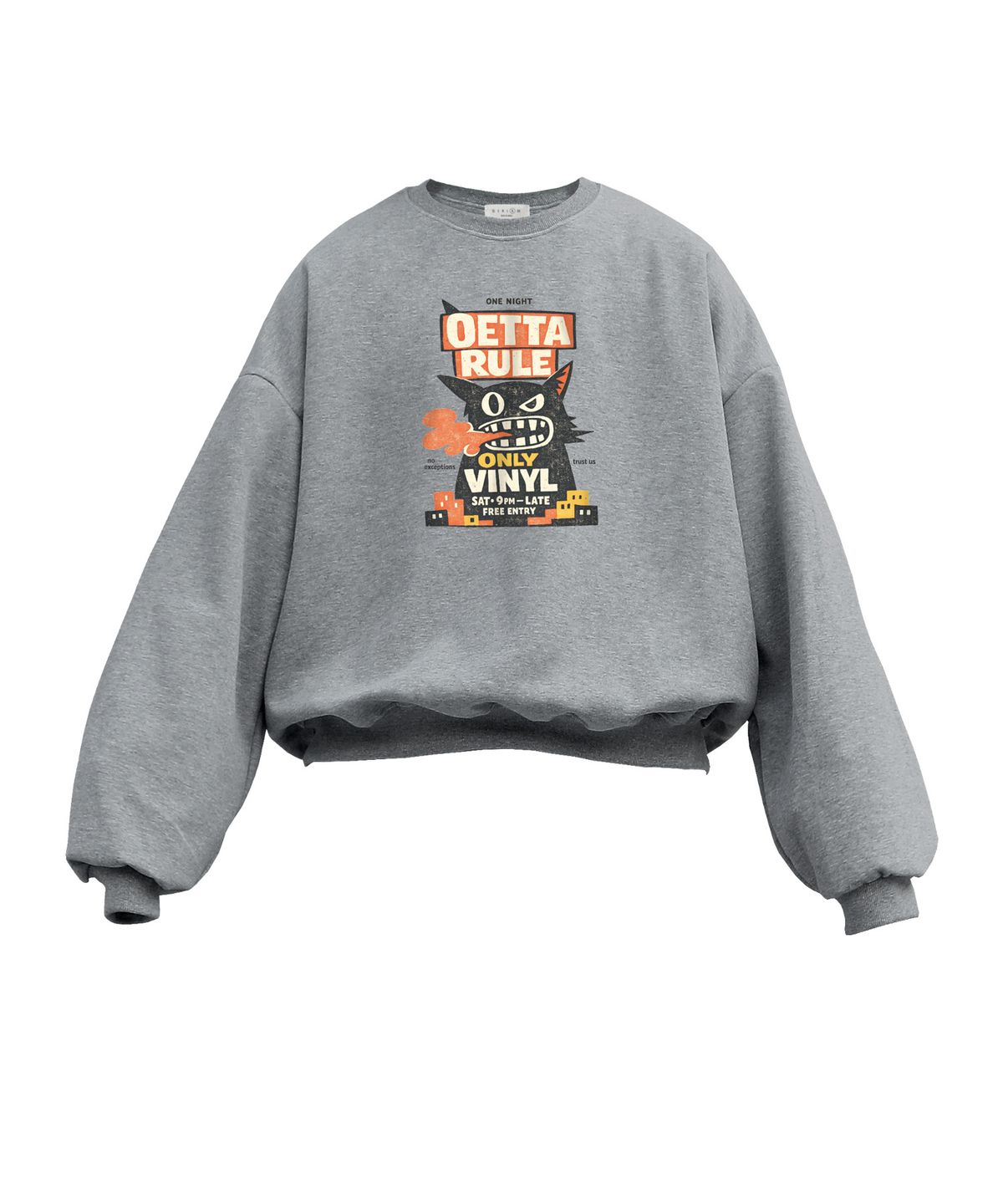 오에타(OETTA) 너티캣 더블 코튼 오버숄더 벌룬핏 맨투맨