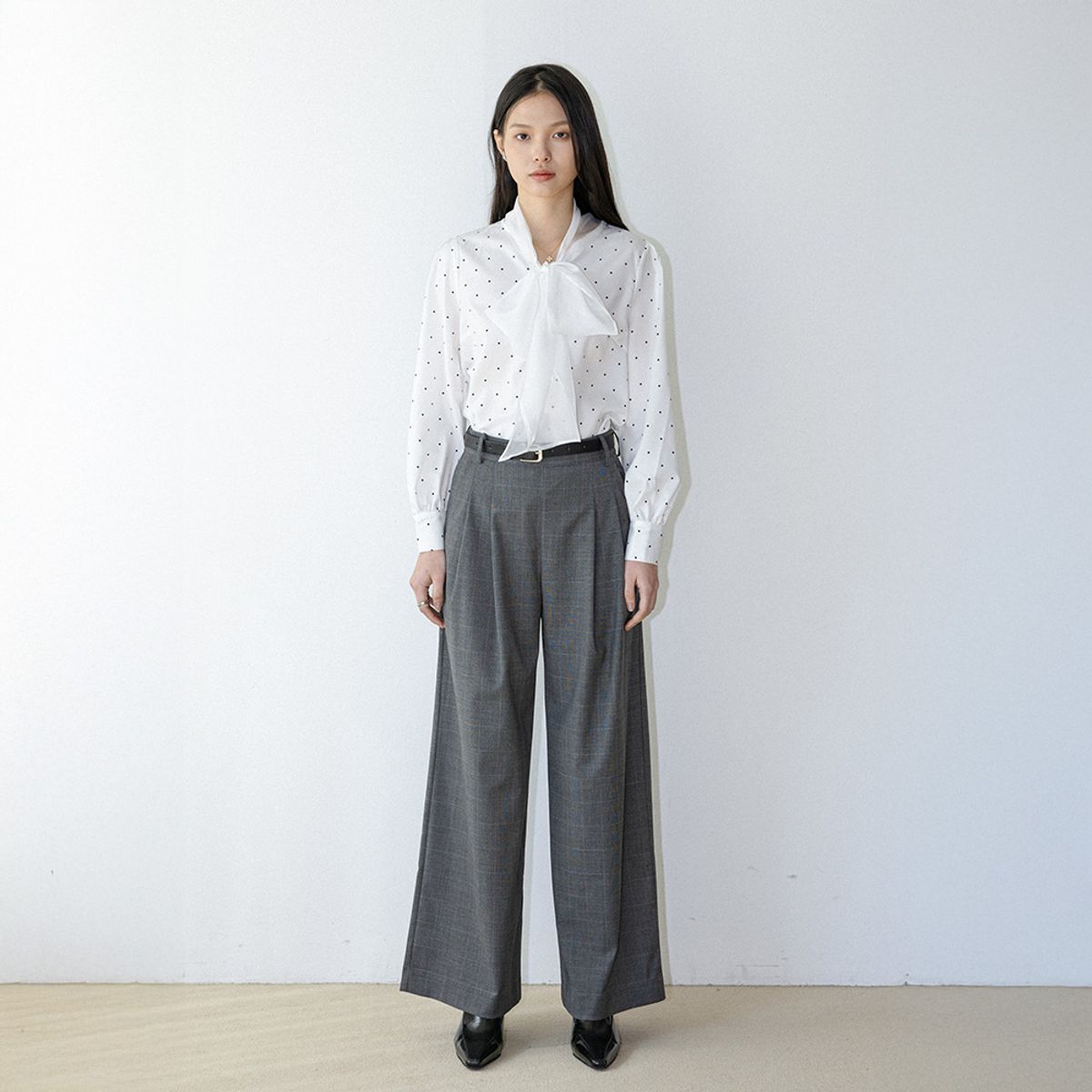 랭썬(LANGSON) LS_Ribbon chiffon blouse_WHITE