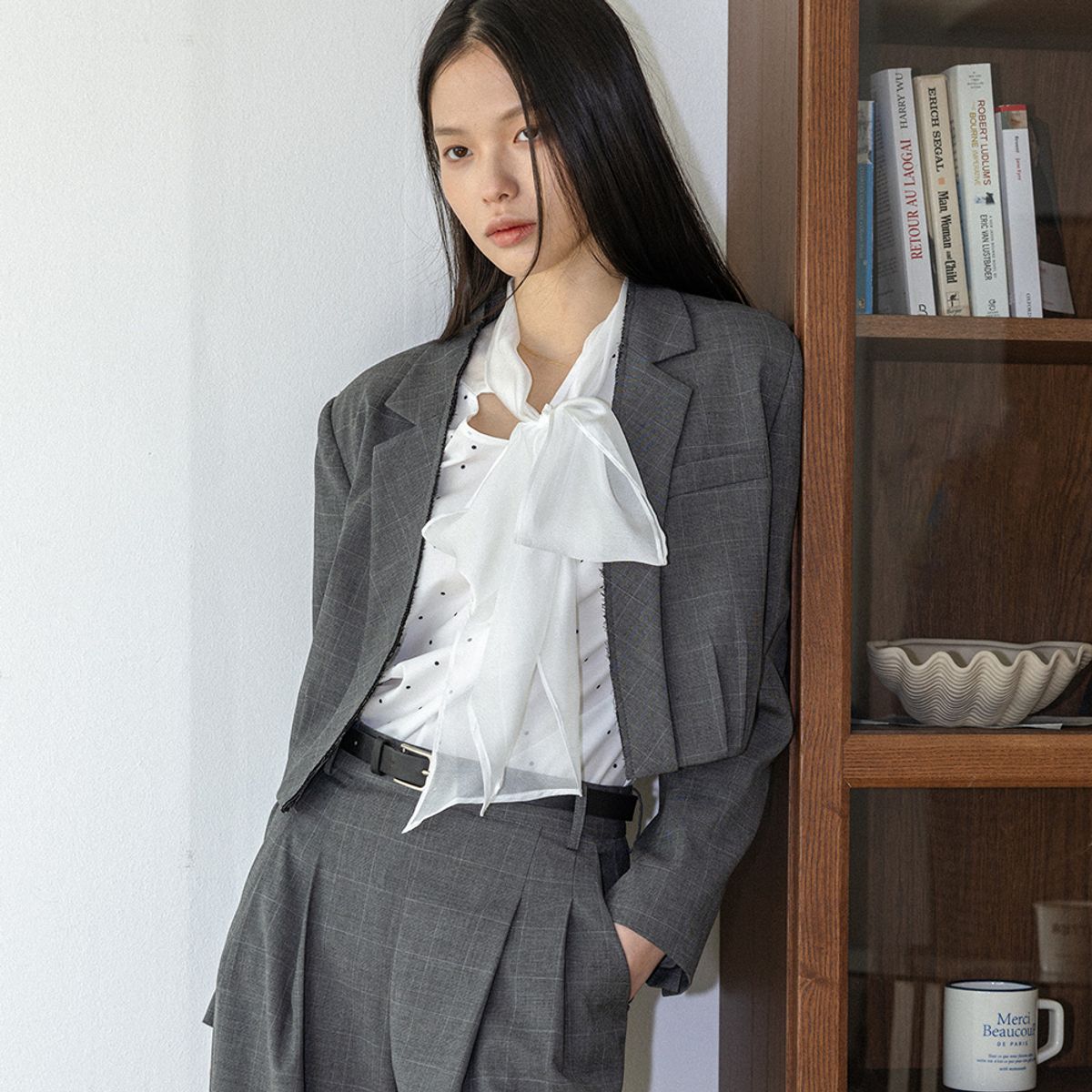 랭썬(LANGSON) LS_Ribbon chiffon blouse_WHITE