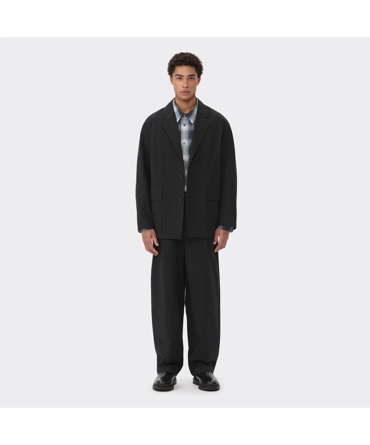 커스텀멜로우(CUSTOMELLOW) Black Oversized Fit Cotton Setup Jacket CWJAS26241BKX