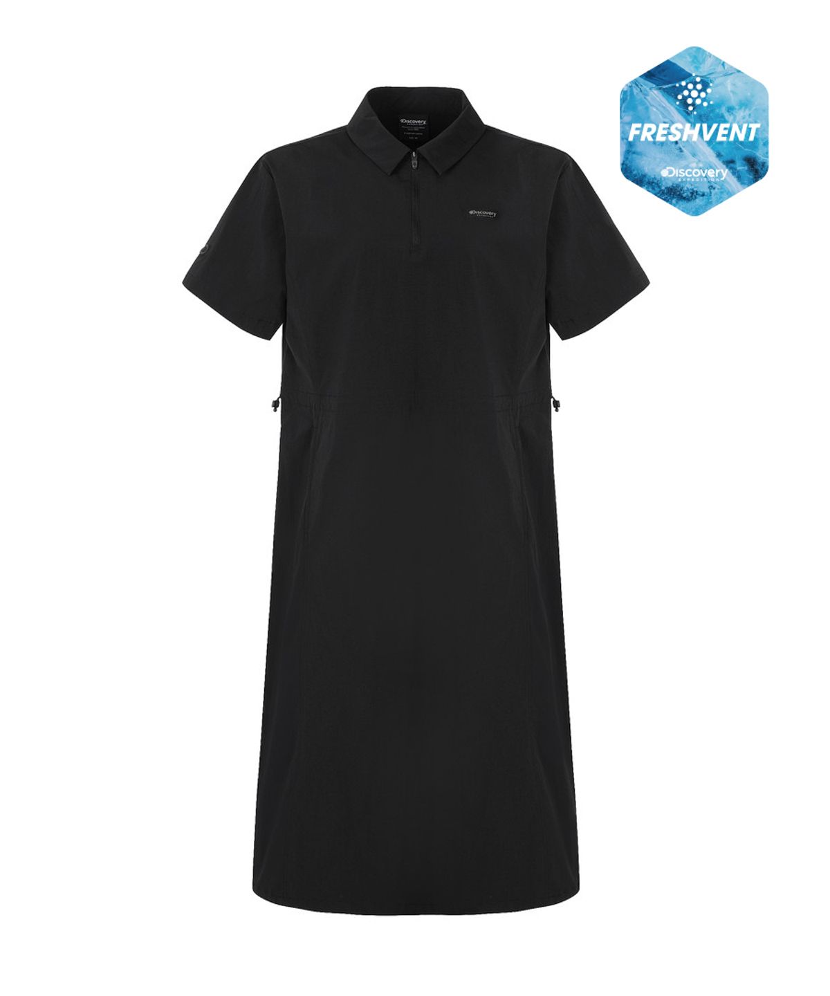디스커버리 익스페디션(DISCOVERY EXPEDITION) 여성 프레시벤트 카라형 우븐 원피스 (BLACK)