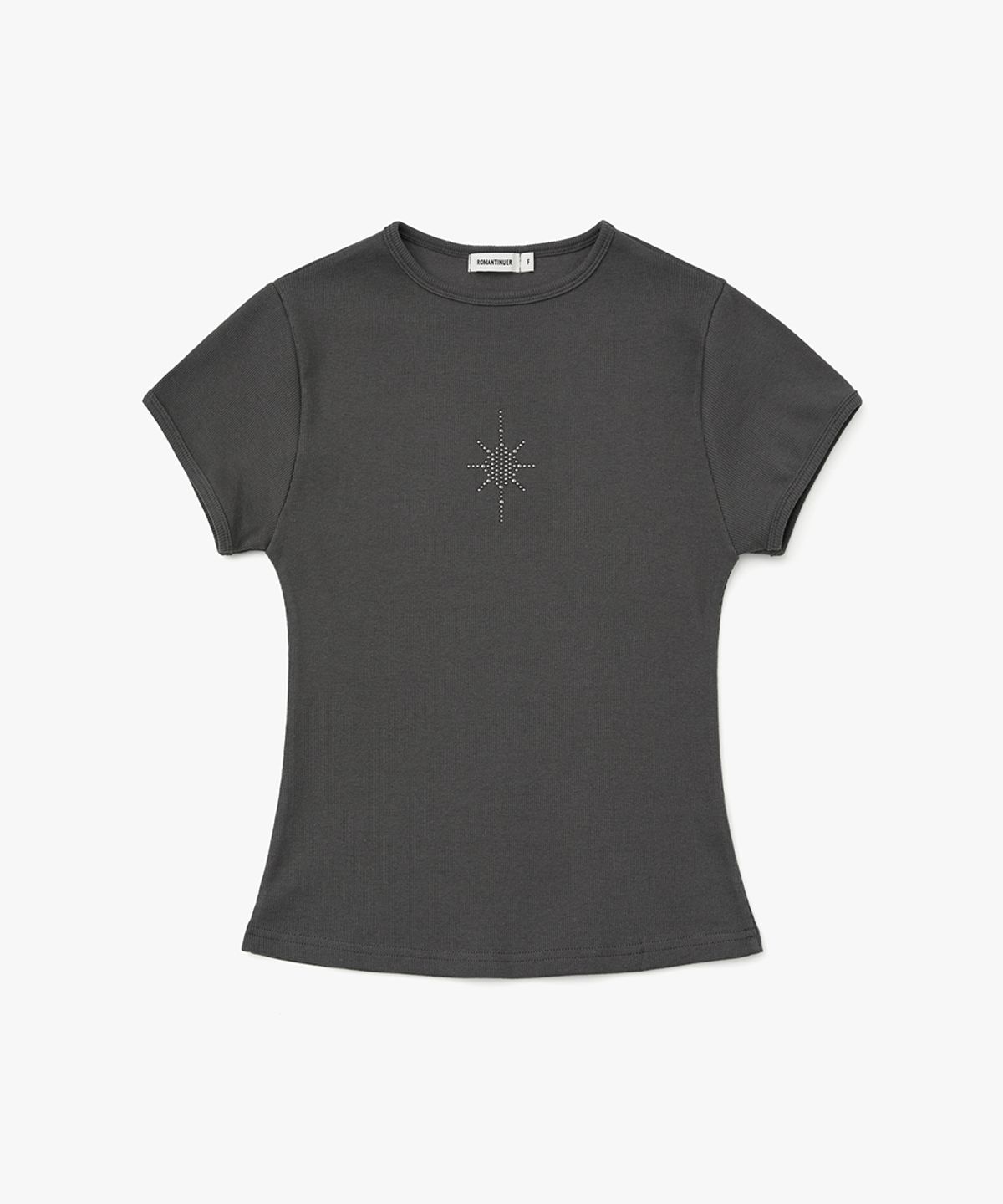로맨티누어(ROMANTINUER) Mini Cross Slim Fit T-Shirt (Charcoal)