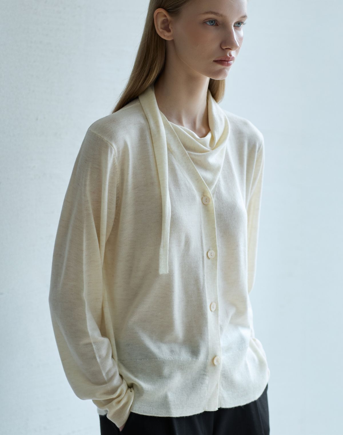 누토프(NUTOFFE) Tie Two-way Cardigan_Oatmeal