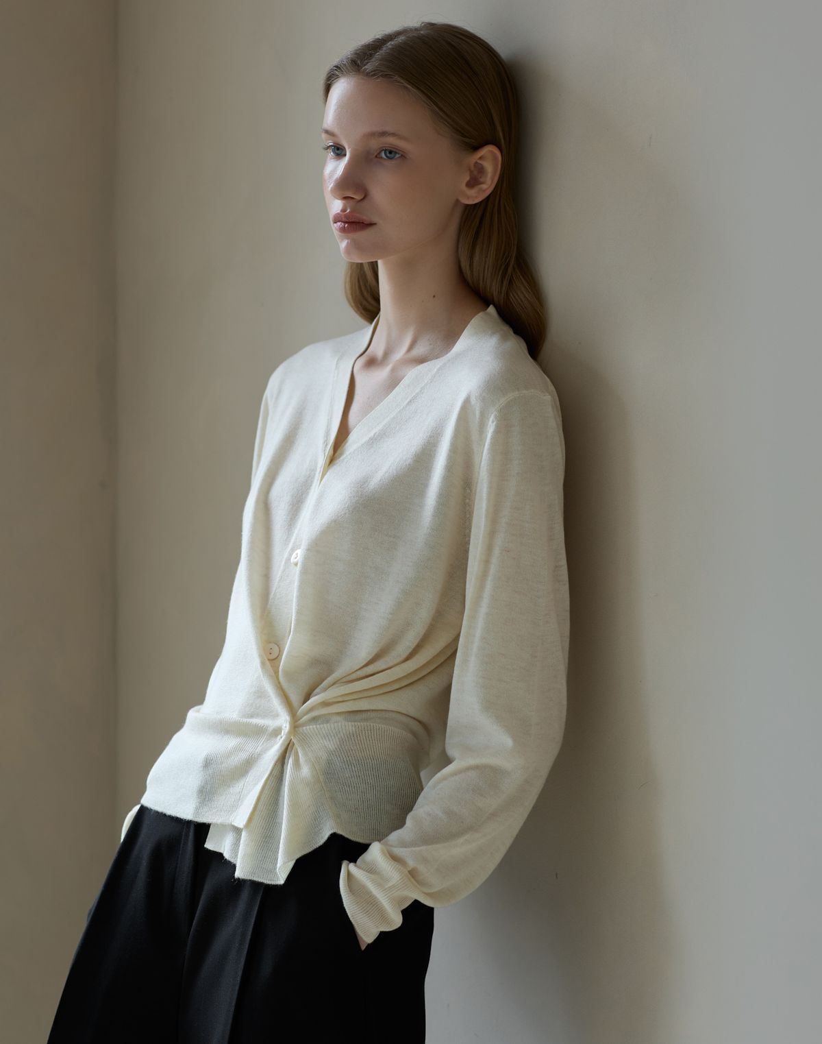 누토프(NUTOFFE) Tie Two-way Cardigan_Oatmeal