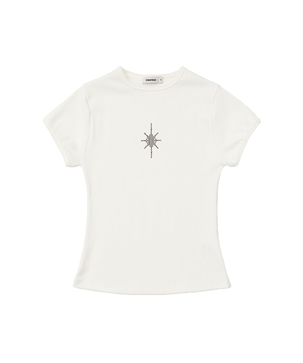 로맨티누어(ROMANTINUER) Mini Cross Slim Fit T-Shirt (Ivory)