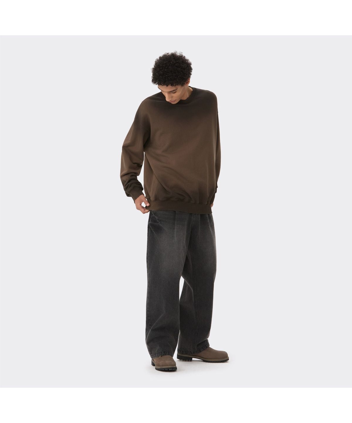 커스텀멜로우(CUSTOMELLOW) Black Loose Fit Drawstring Jeans CWPAM26386BKX