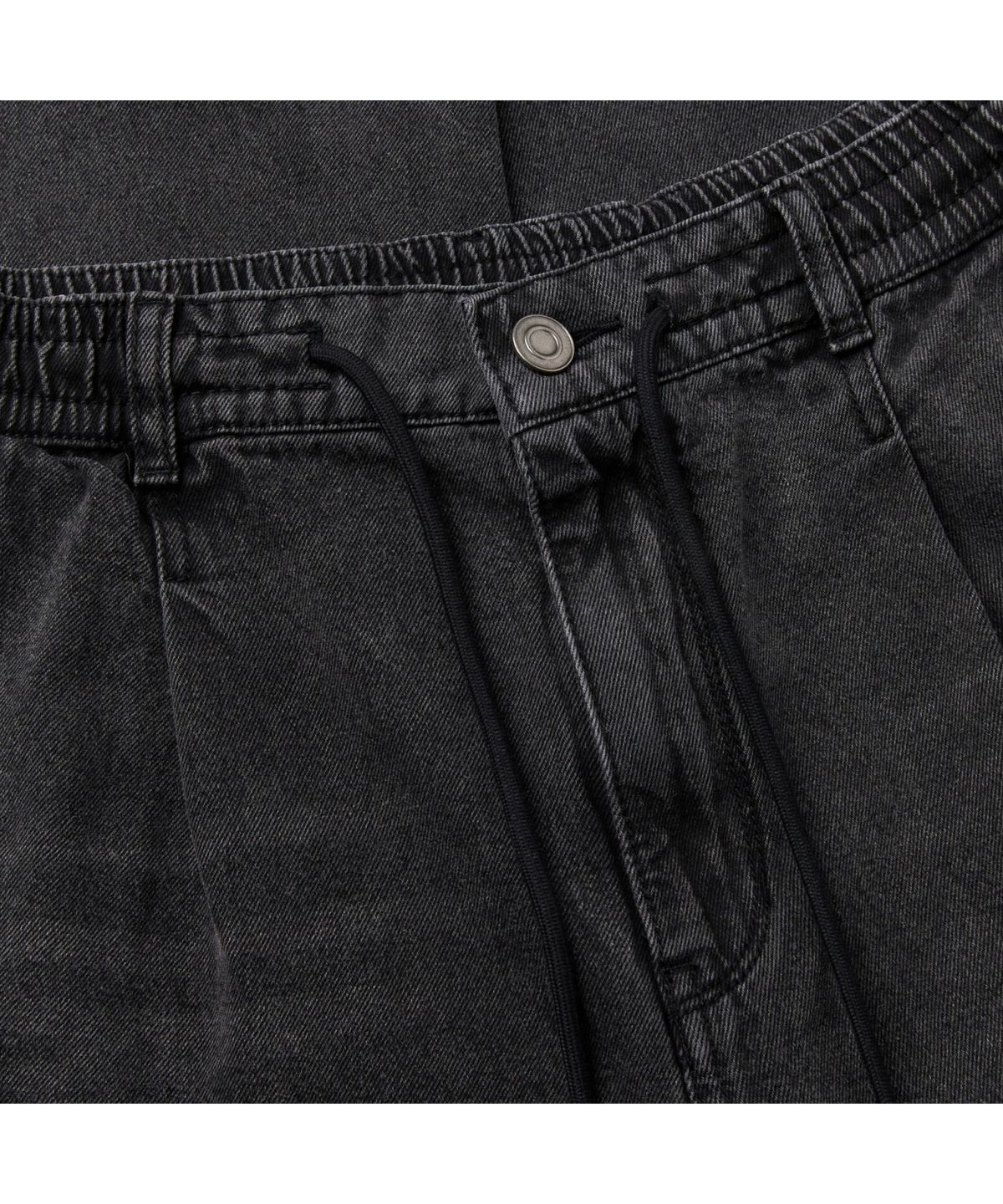 커스텀멜로우(CUSTOMELLOW) Black Loose Fit Drawstring Jeans CWPAM26386BKX