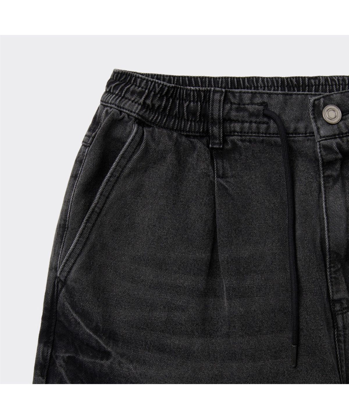 커스텀멜로우(CUSTOMELLOW) Black Loose Fit Drawstring Jeans CWPAM26386BKX