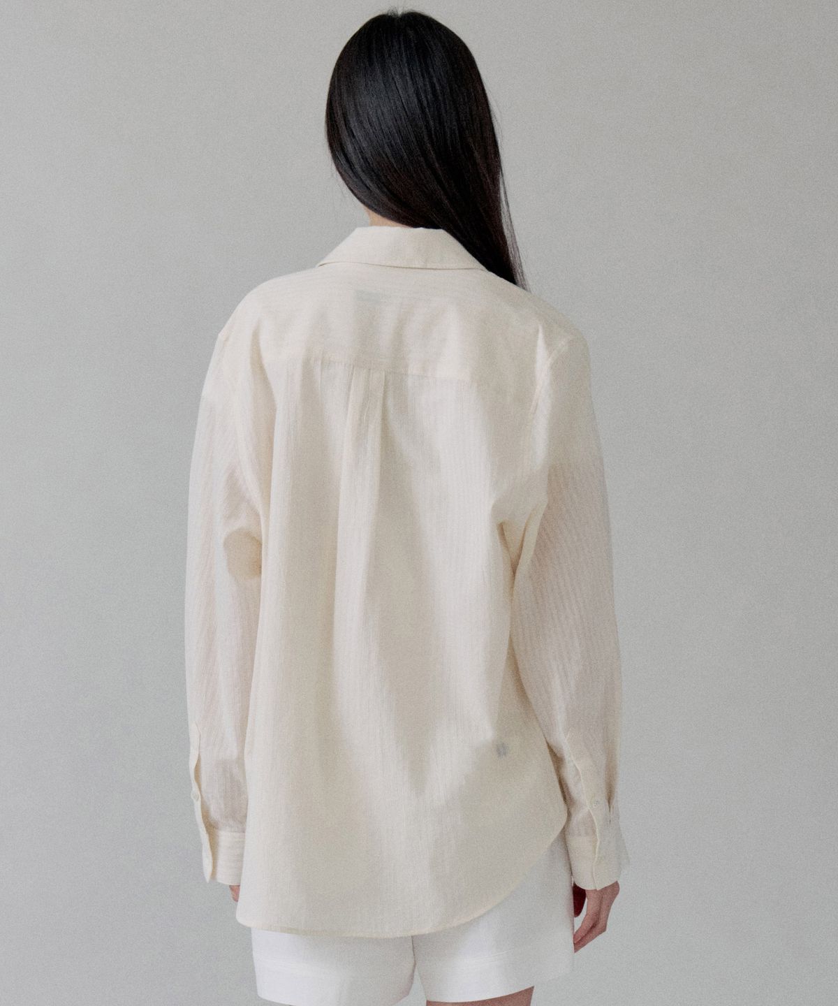스텝어라운드(STEP AROUND) Soft Sheer Stripe Shirt_IVORY