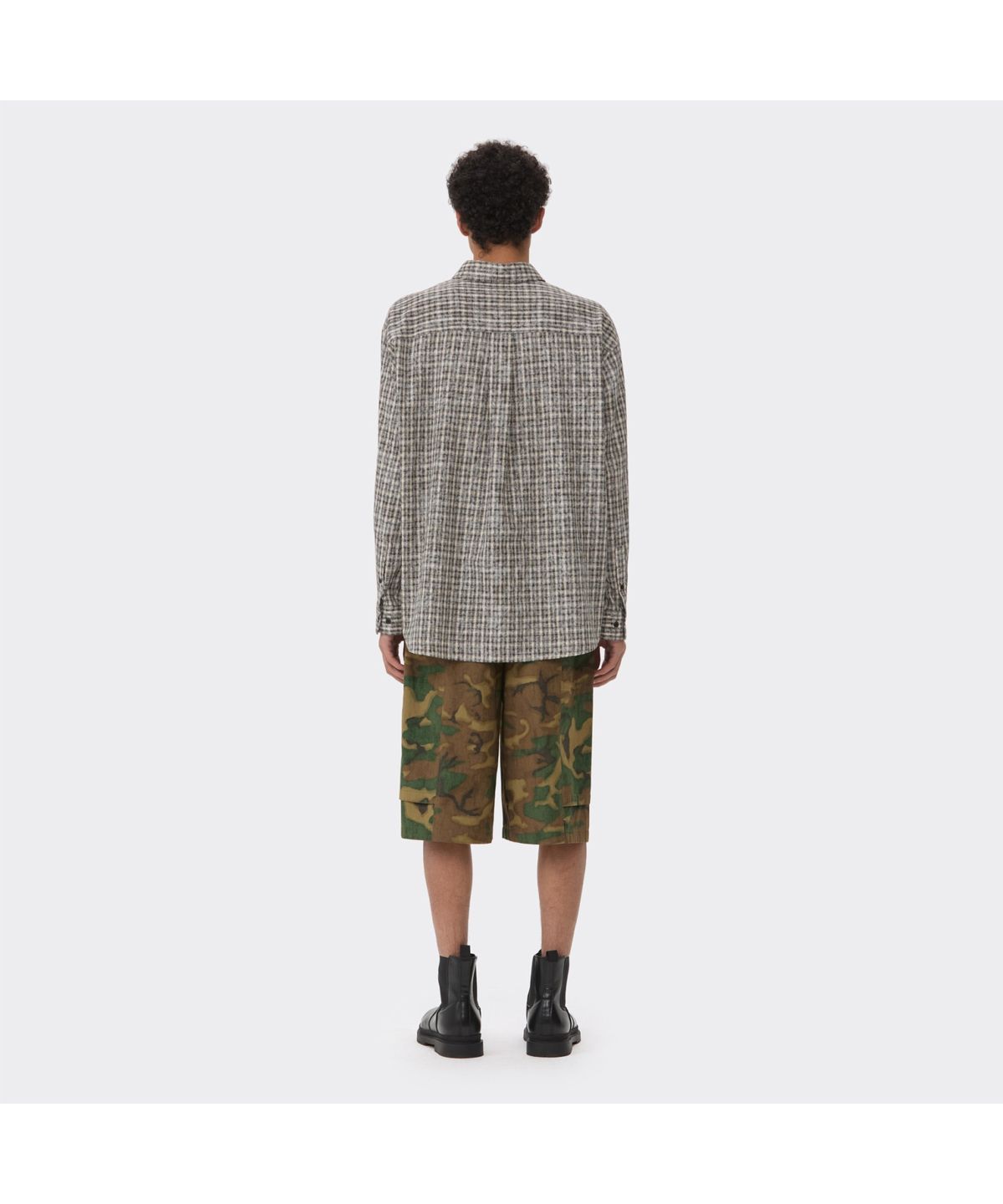 커스텀멜로우(CUSTOMELLOW) Black Oversized Fit Check Shirt CWSAM26205BKX
