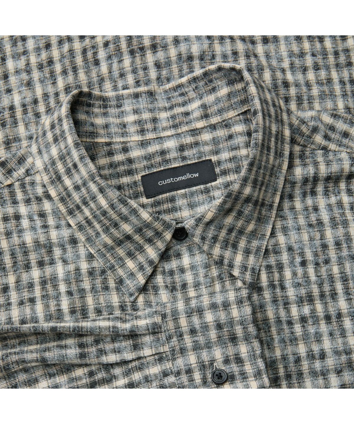 커스텀멜로우(CUSTOMELLOW) Black Oversized Fit Check Shirt CWSAM26205BKX