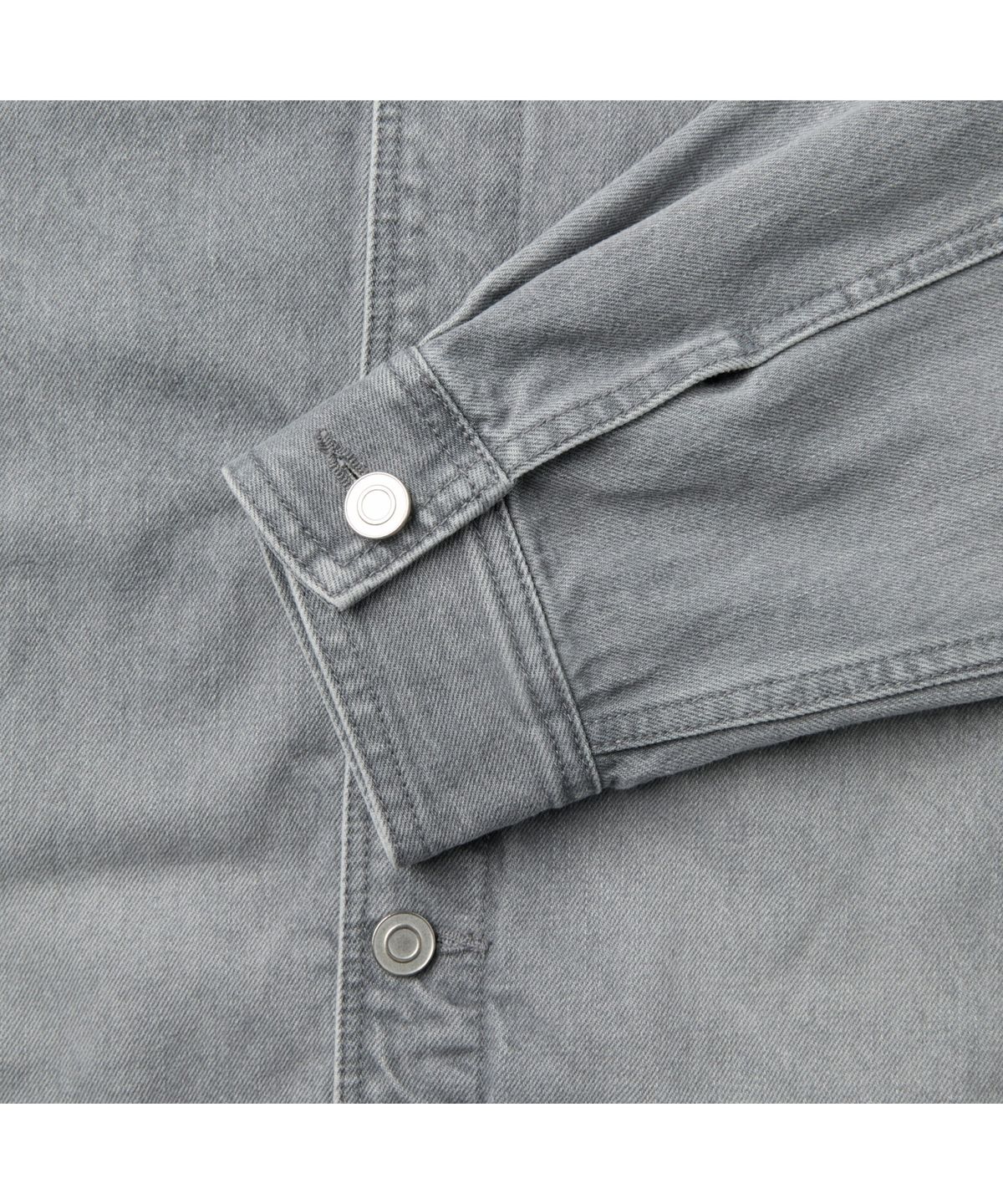 커스텀멜로우(CUSTOMELLOW) Grey Curved Line Vintage Denim Shirt CWSAM26192GYX