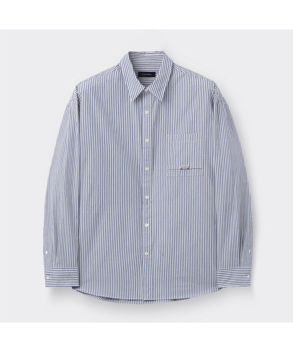 커스텀멜로우(CUSTOMELLOW) Blue Oversized Fit Stripe Shirt CWSAM26206BUX