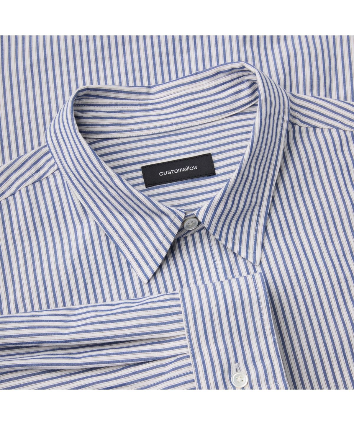 커스텀멜로우(CUSTOMELLOW) Blue Oversized Fit Stripe Shirt CWSAM26206BUX