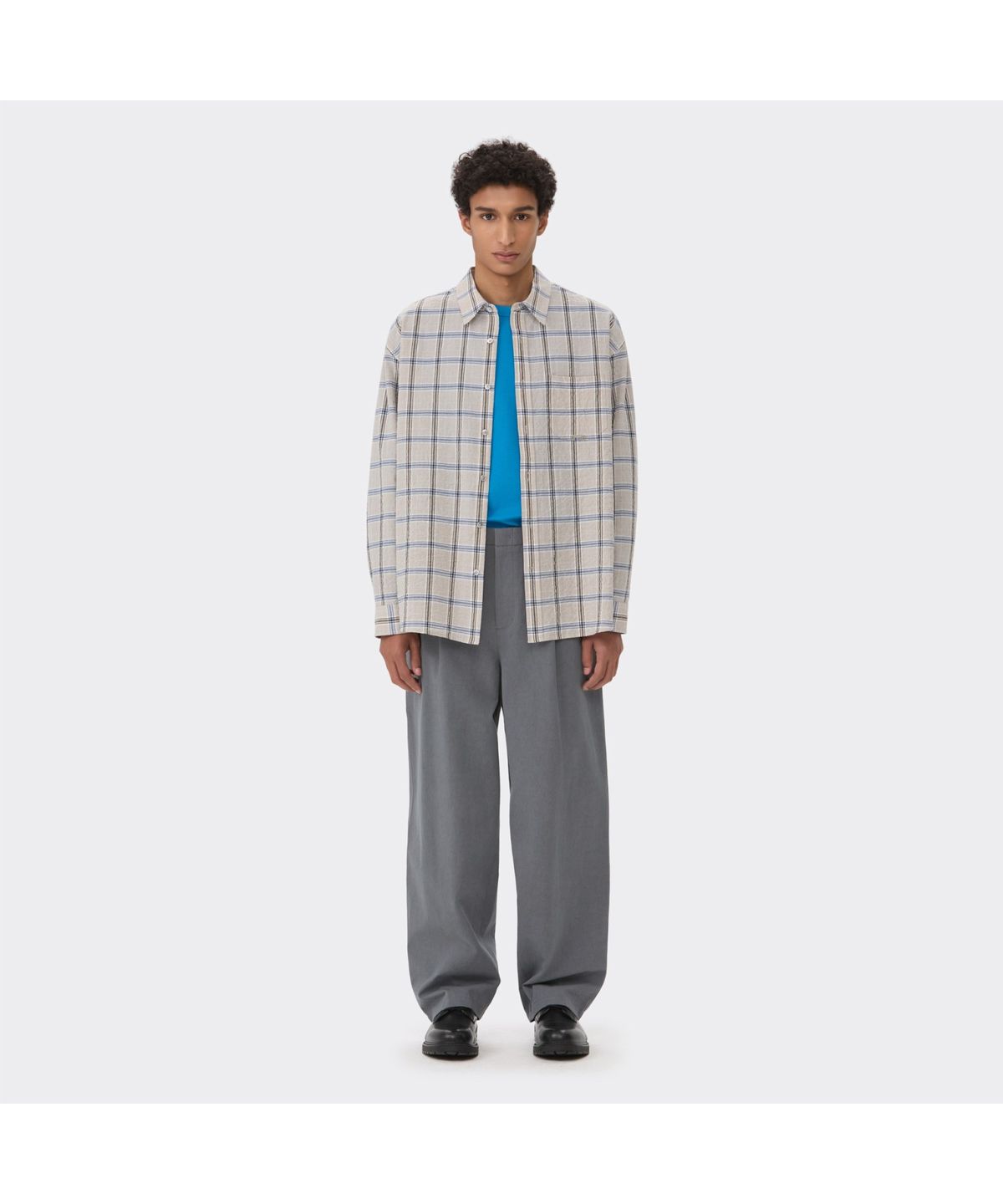 커스텀멜로우(CUSTOMELLOW) Ivory Oversized Fit Check Shirt CWSAM26202IVX