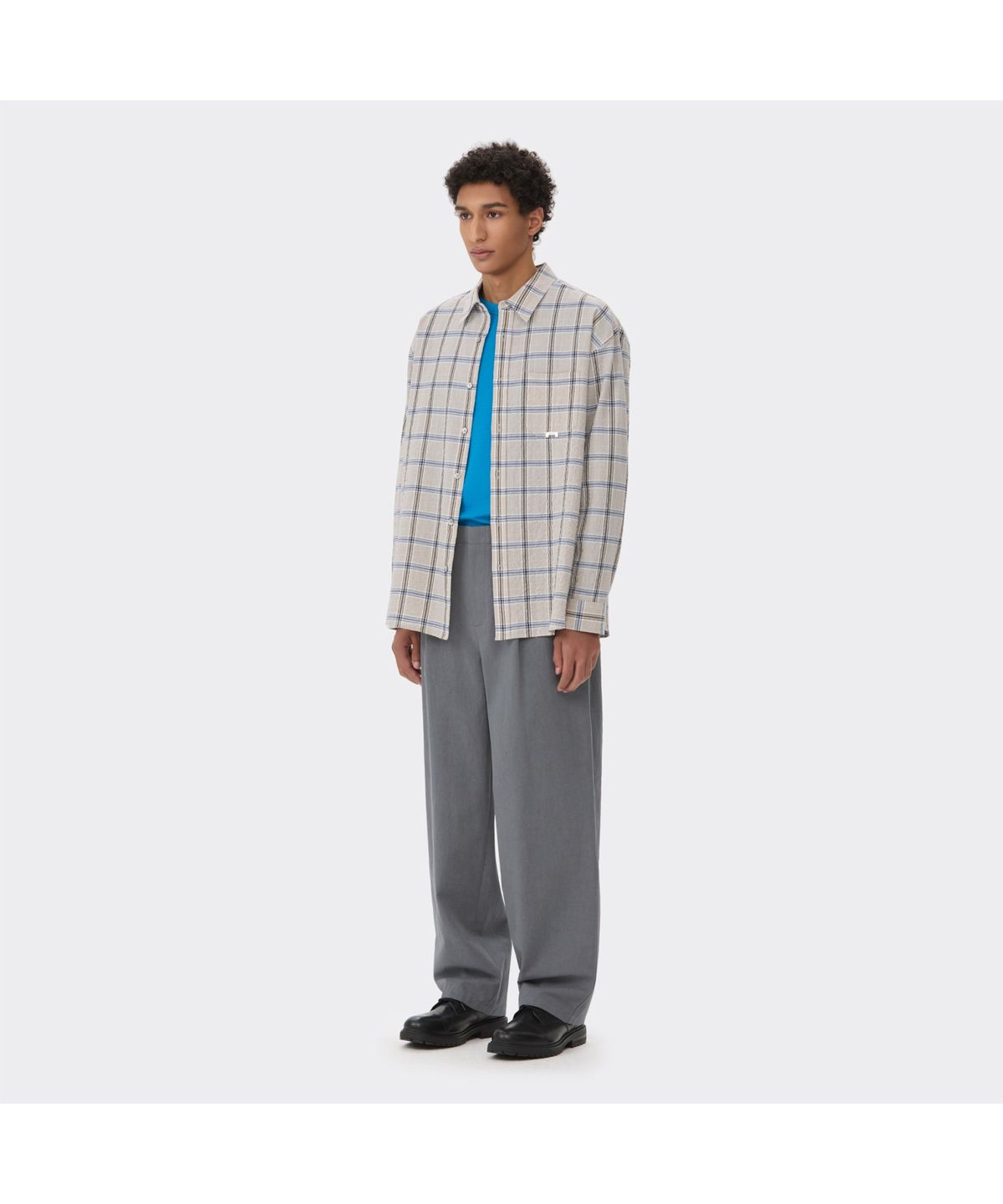 커스텀멜로우(CUSTOMELLOW) Ivory Oversized Fit Check Shirt CWSAM26202IVX