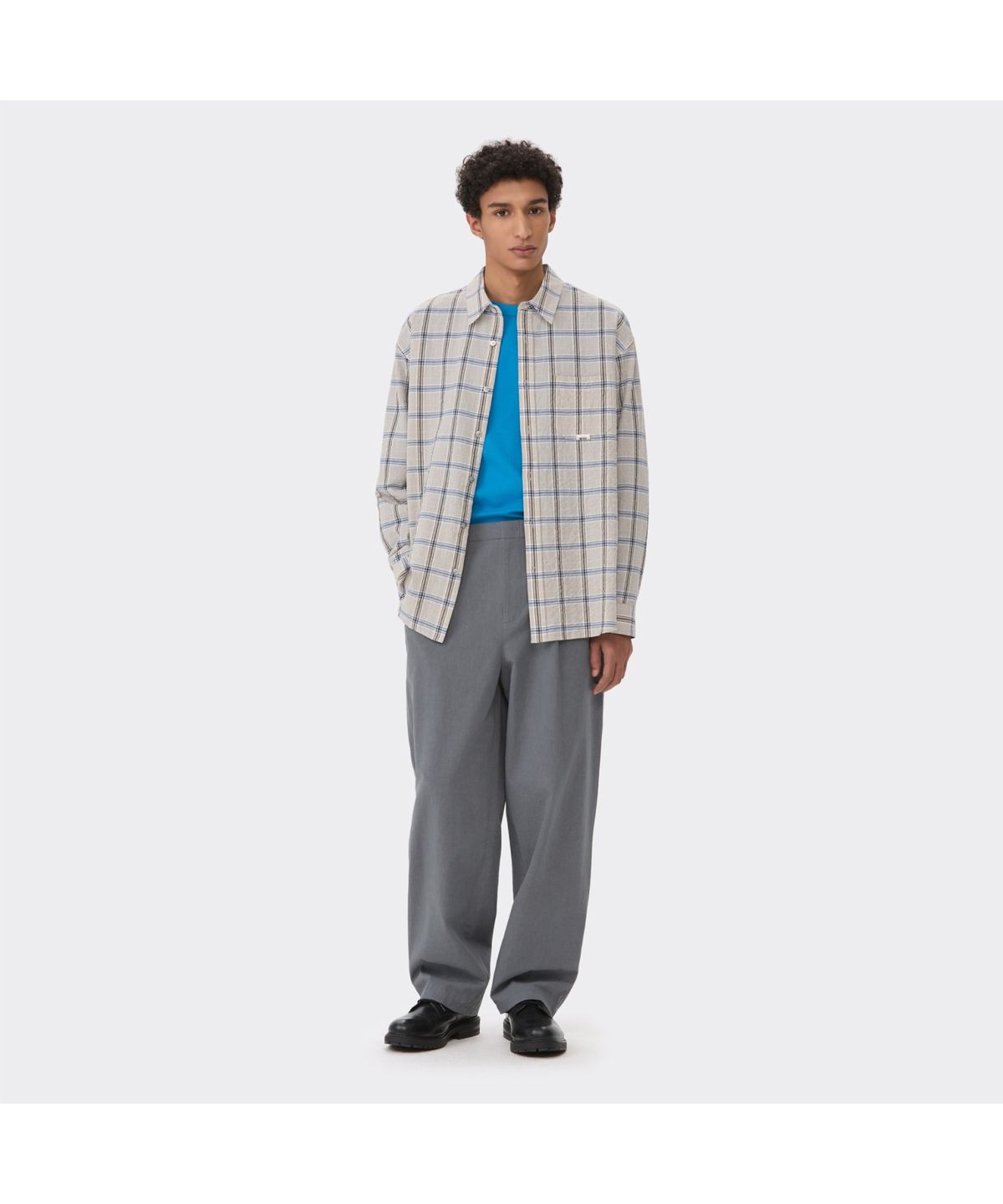 커스텀멜로우(CUSTOMELLOW) Ivory Oversized Fit Check Shirt CWSAM26202IVX