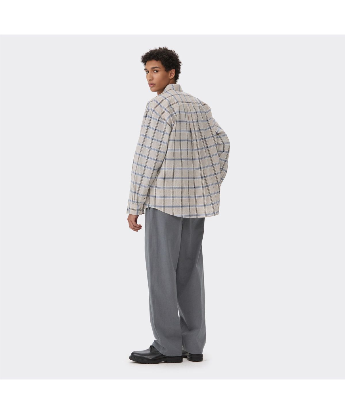 커스텀멜로우(CUSTOMELLOW) Ivory Oversized Fit Check Shirt CWSAM26202IVX