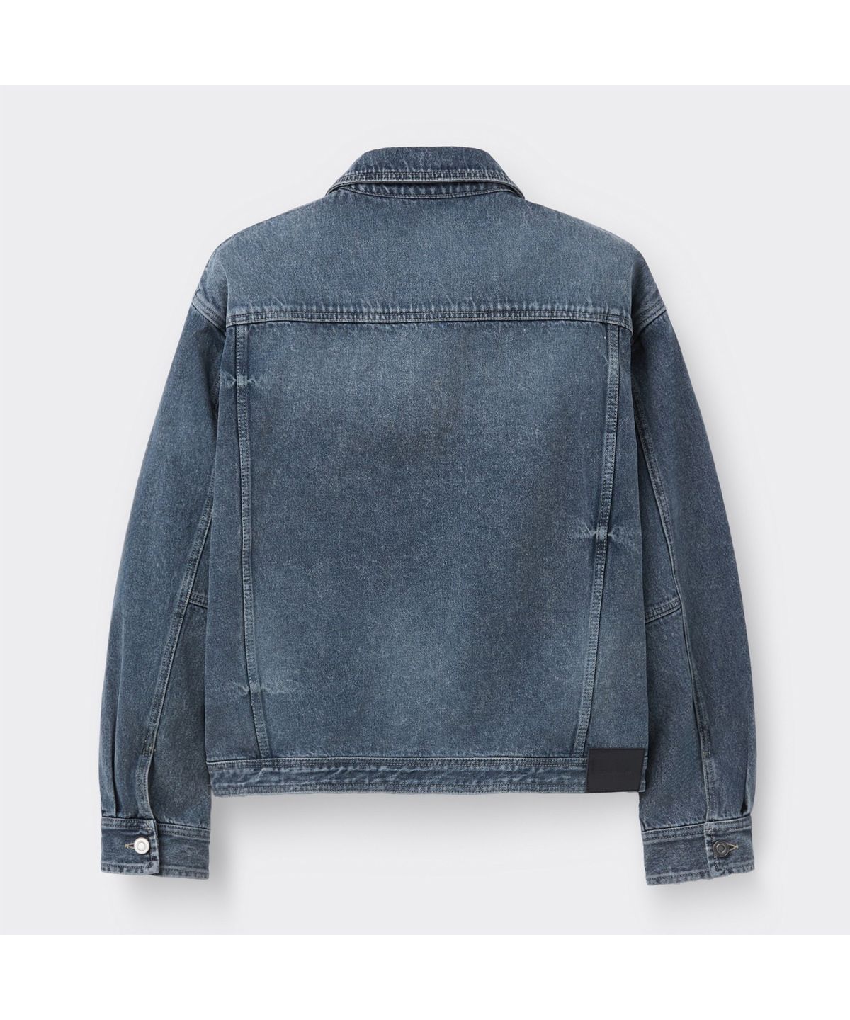 커스텀멜로우(CUSTOMELLOW) Blue Curved Line Vintage Denim Shirt CWSAM26192BUX
