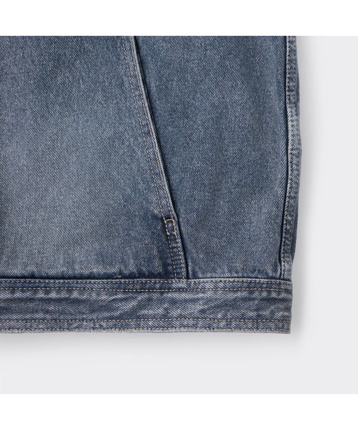커스텀멜로우(CUSTOMELLOW) Blue Curved Line Vintage Denim Shirt CWSAM26192BUX