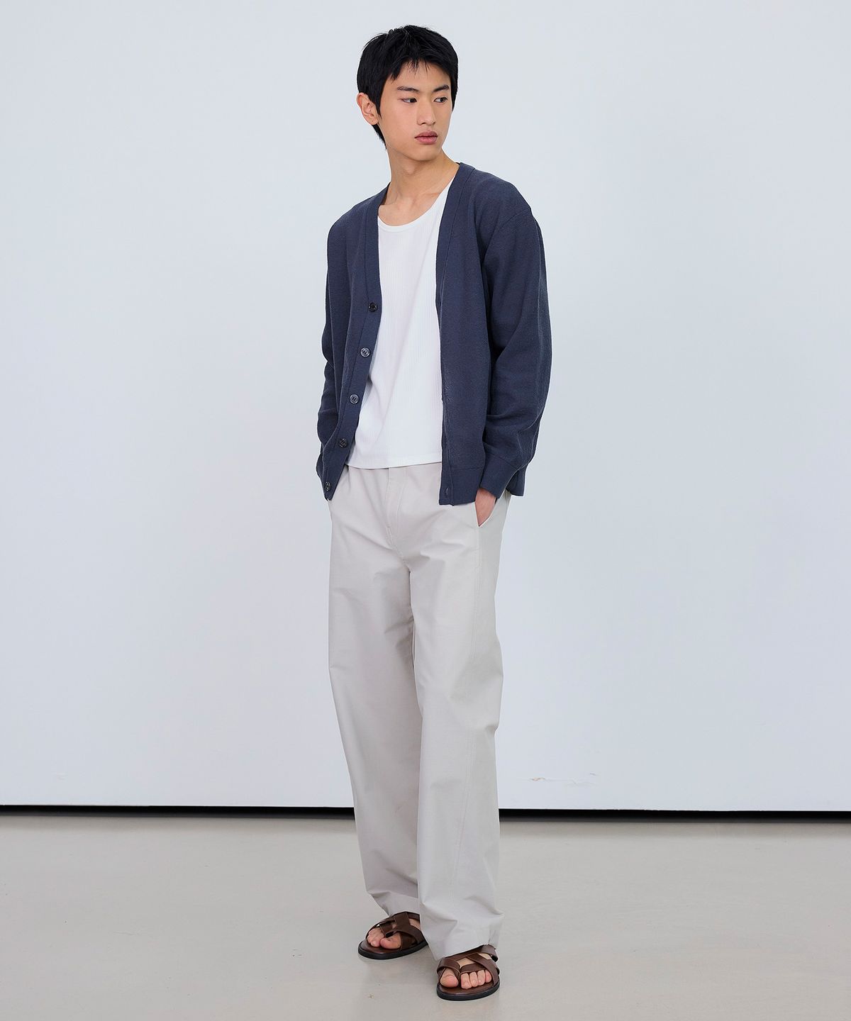 마인드브릿지(MINDBRIDGE) 커브드 세미 와이드 데일리 팬츠 - 4color