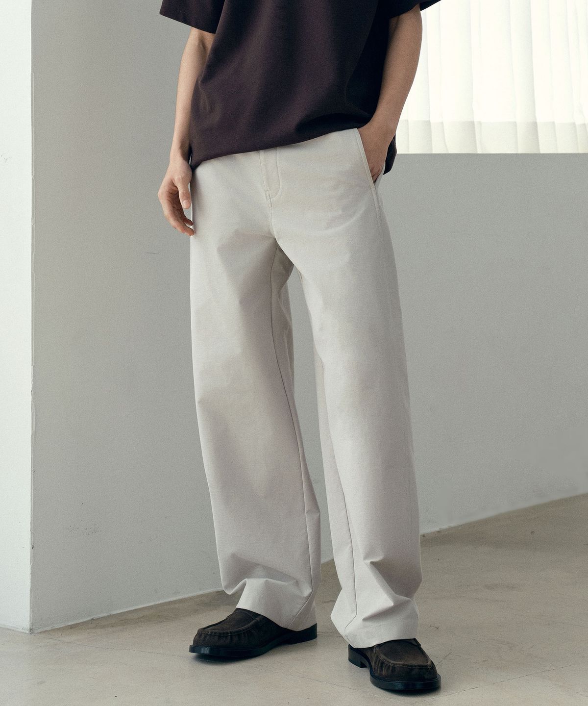 마인드브릿지(MINDBRIDGE) 커브드 세미 와이드 데일리 팬츠 - 4color