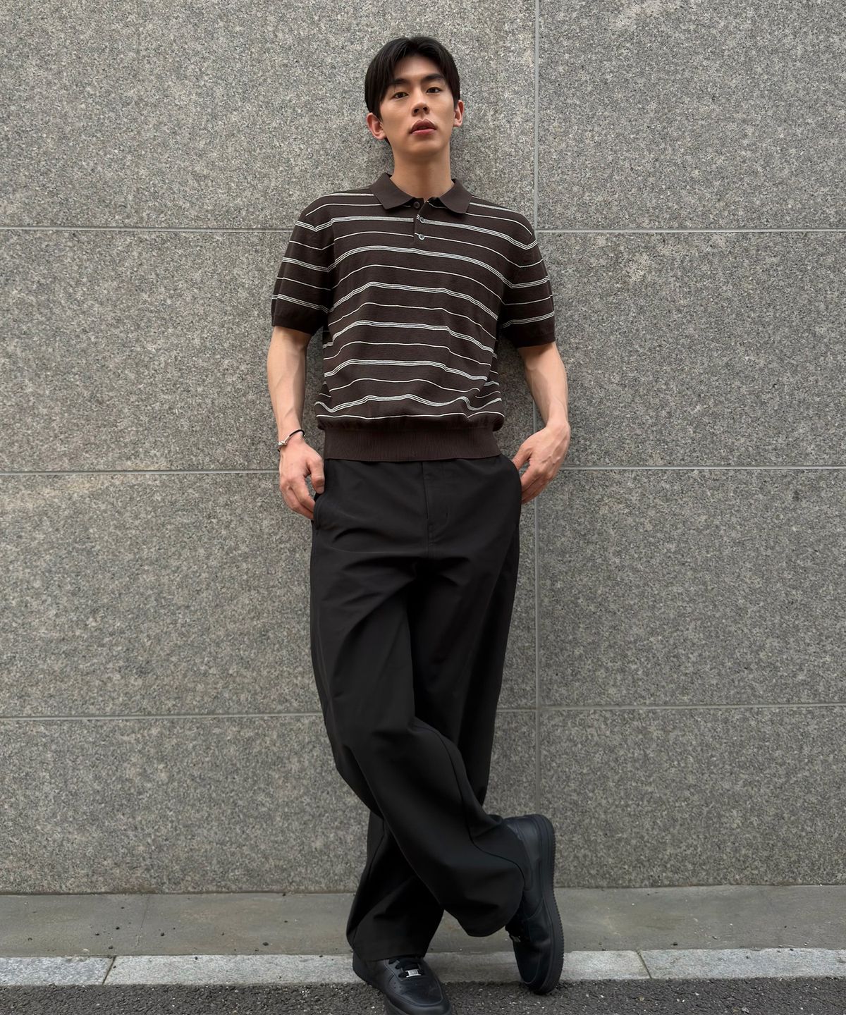 마인드브릿지(MINDBRIDGE) 커브드 세미 와이드 데일리 팬츠 - 4color