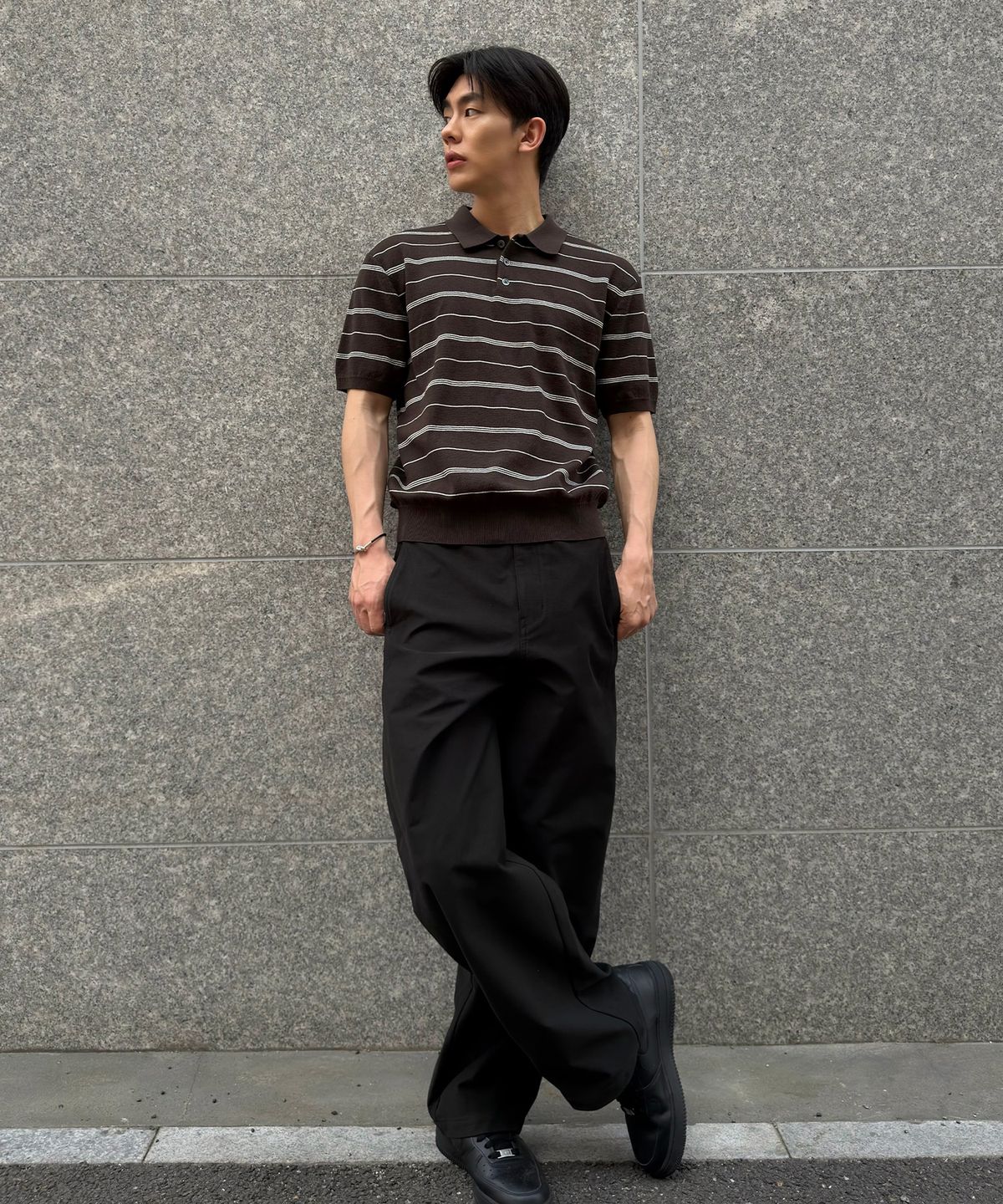 마인드브릿지(MINDBRIDGE) 커브드 세미 와이드 데일리 팬츠 - 4color