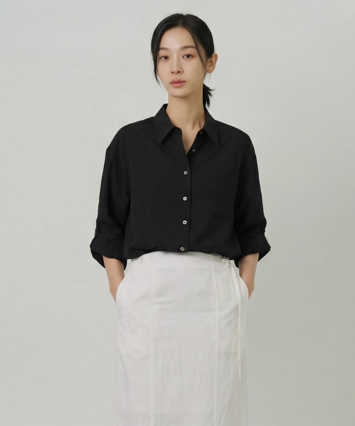 시야쥬(SIYAZU) SIED26-2 플로리스트 셔츠_Black