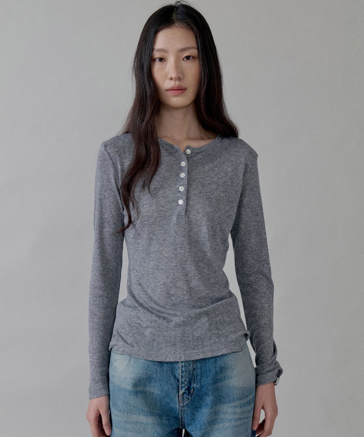 스텝어라운드(STEP AROUND) Henley Long Sleeve Tee_3 COLORS