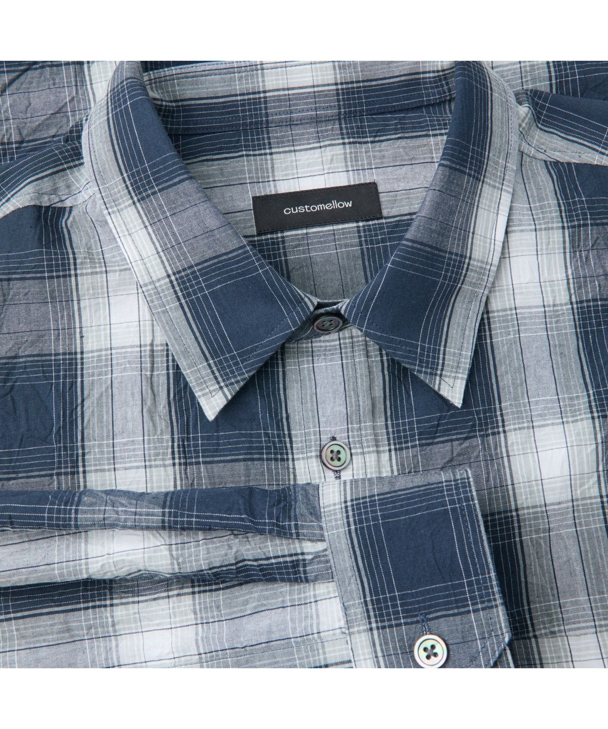 커스텀멜로우(CUSTOMELLOW) Navy Relaxed Fit Check Shirt CWSAM26222NYX