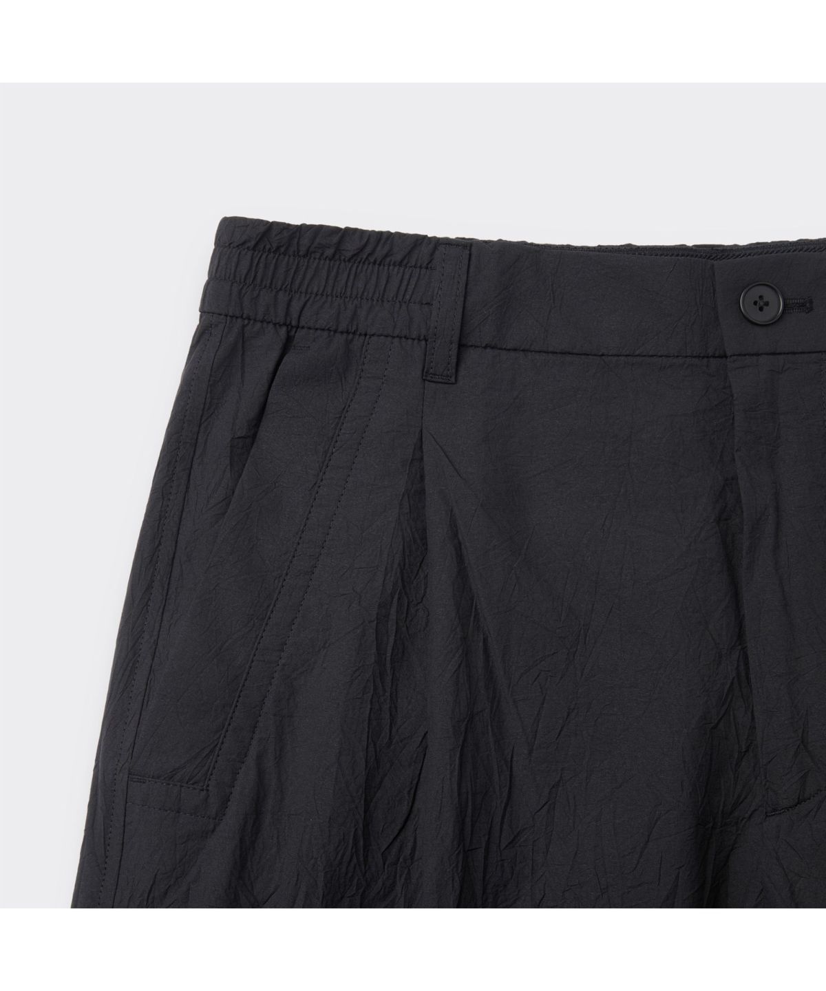 커스텀멜로우(CUSTOMELLOW) Black Loose Fit Tucked Creased Pants CWPAM26431BKX