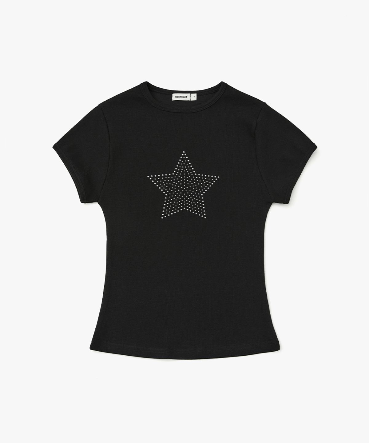 로맨티누어(ROMANTINUER) Twinkle One-Star Hotfix T-Shirt (Black)