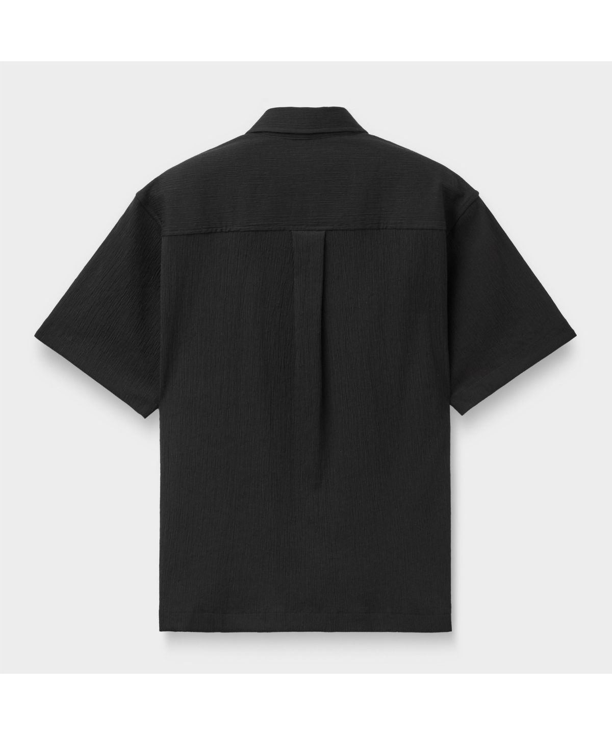 커스텀멜로우(CUSTOMELLOW) Black Relaxed Solid Pleats Half Shirt CWSAM26303BKX