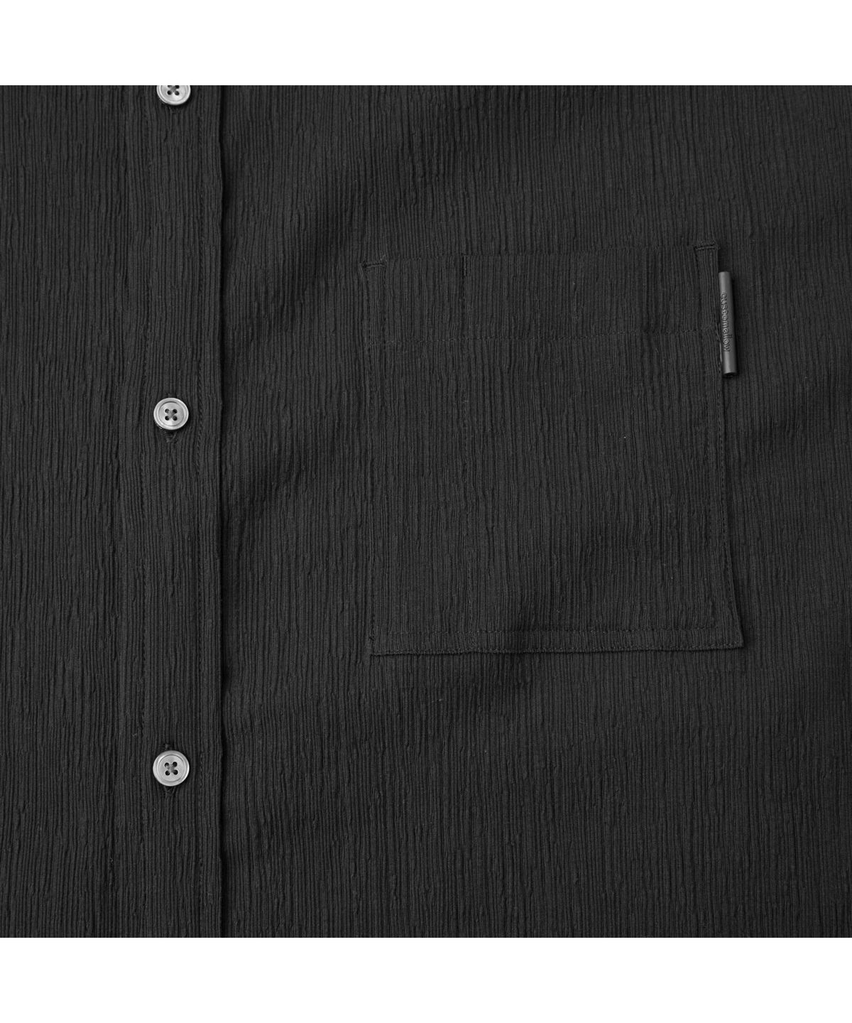커스텀멜로우(CUSTOMELLOW) Black Relaxed Solid Pleats Half Shirt CWSAM26303BKX