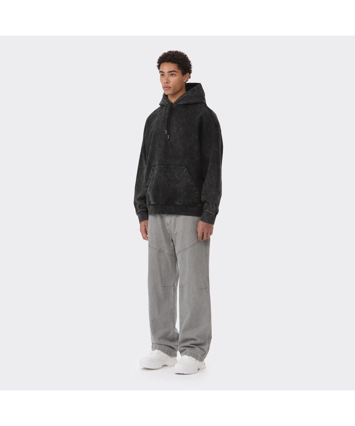 커스텀멜로우(CUSTOMELLOW) Grey Dyed Woven Layered Hoodie CWTAS26112GYD