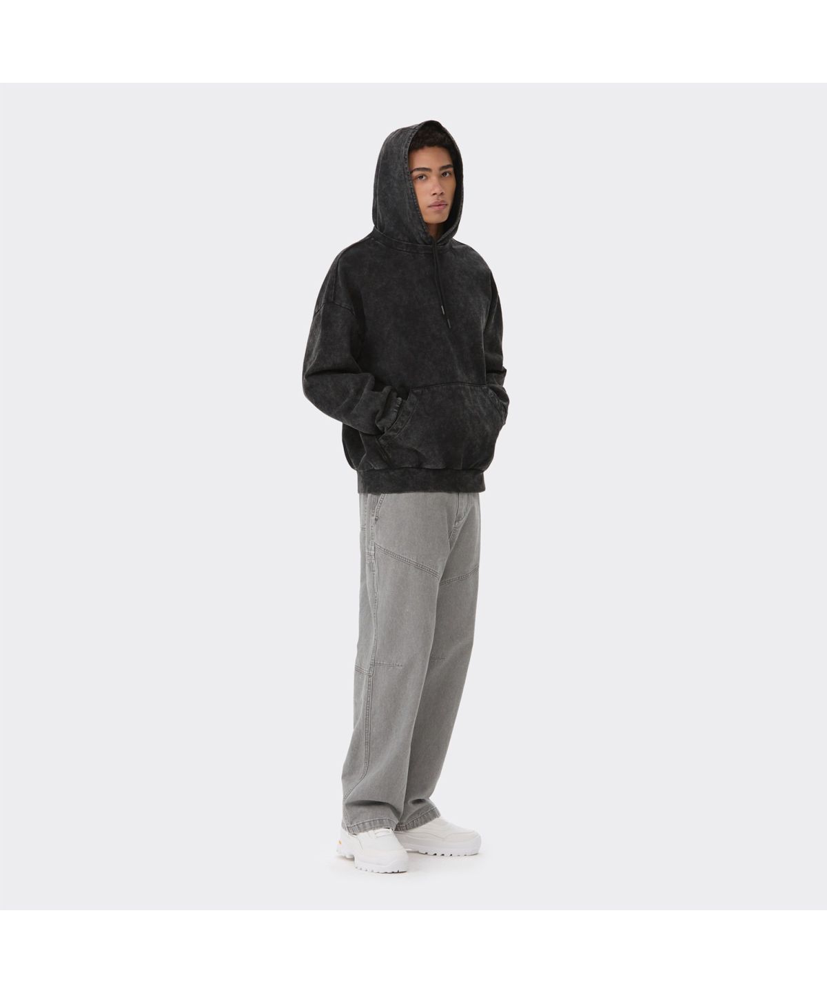 커스텀멜로우(CUSTOMELLOW) Grey Dyed Woven Layered Hoodie CWTAS26112GYD